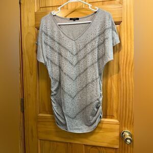 Espresso size M gray bead embellished blouse